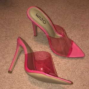 Hot pink mules